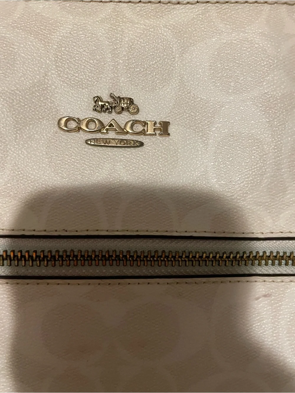 Project! Coach White Signature Tote Bag with Gold Hardware